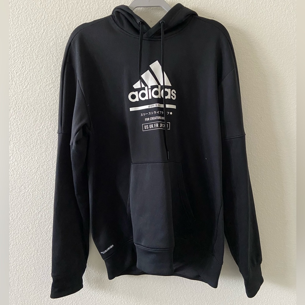 Black Adidas Hoodie Dri-Fit Material with Front Pocket Small